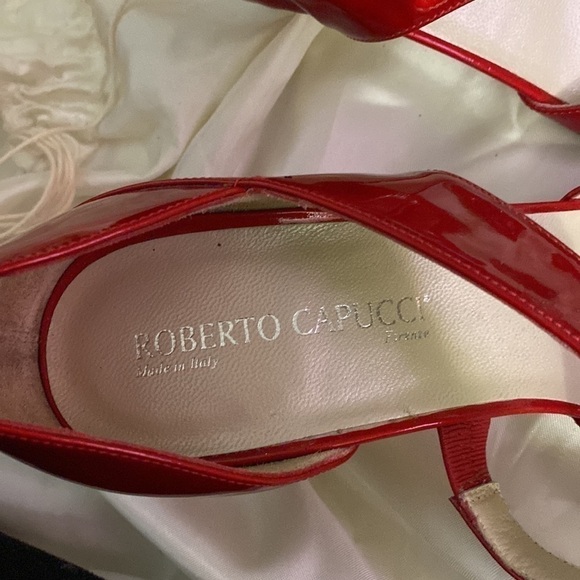 ROBERTO Capucci Firenze Red Patent Open  Toe Heel’s - Picture 8 of 9